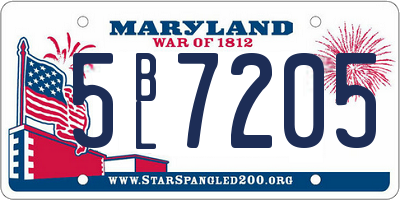 MD license plate 5BL7205