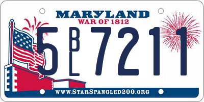 MD license plate 5BL7211