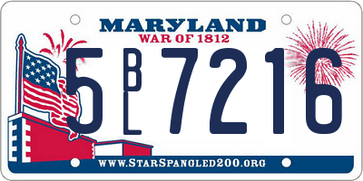 MD license plate 5BL7216
