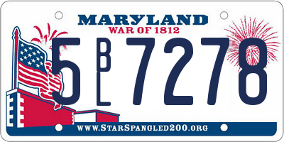 MD license plate 5BL7278