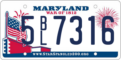 MD license plate 5BL7316