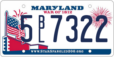 MD license plate 5BL7322