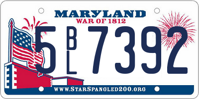 MD license plate 5BL7392