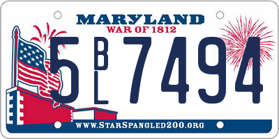 MD license plate 5BL7494