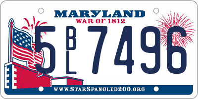 MD license plate 5BL7496