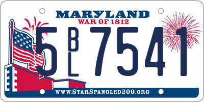 MD license plate 5BL7541