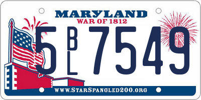 MD license plate 5BL7549