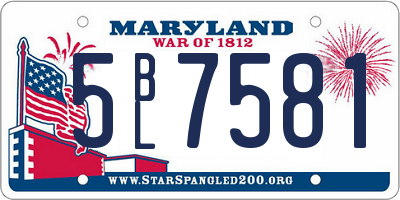 MD license plate 5BL7581