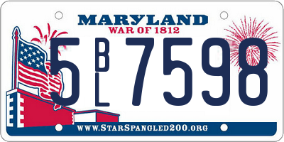MD license plate 5BL7598