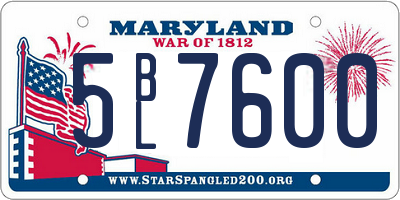 MD license plate 5BL7600