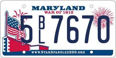 MD license plate 5BL7670
