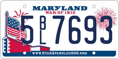 MD license plate 5BL7693