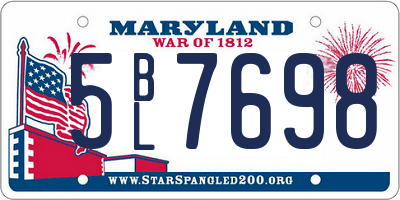 MD license plate 5BL7698