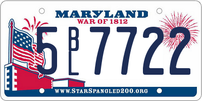 MD license plate 5BL7722