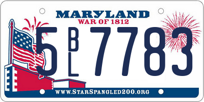 MD license plate 5BL7783