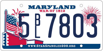 MD license plate 5BL7803