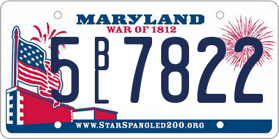 MD license plate 5BL7822
