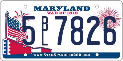 MD license plate 5BL7826