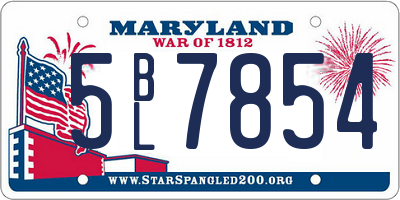 MD license plate 5BL7854