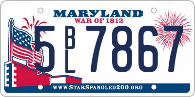 MD license plate 5BL7867