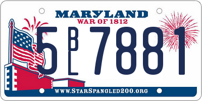 MD license plate 5BL7881