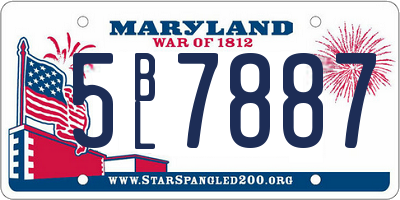 MD license plate 5BL7887