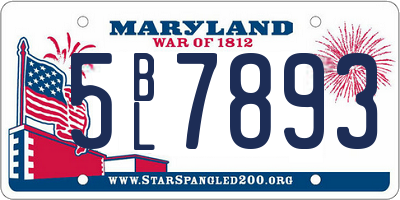 MD license plate 5BL7893