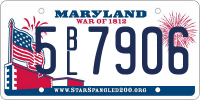 MD license plate 5BL7906