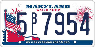 MD license plate 5BL7954