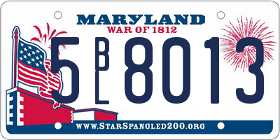 MD license plate 5BL8013