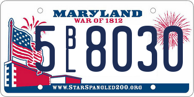 MD license plate 5BL8030