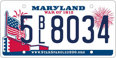 MD license plate 5BL8034