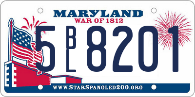 MD license plate 5BL8201