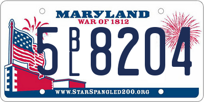MD license plate 5BL8204