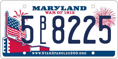 MD license plate 5BL8225
