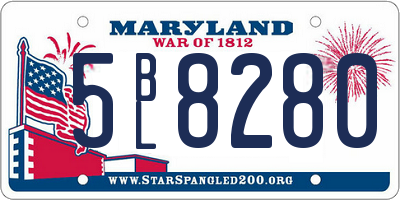 MD license plate 5BL8280