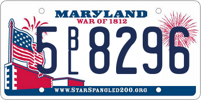 MD license plate 5BL8296