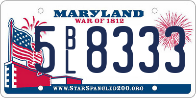 MD license plate 5BL8333