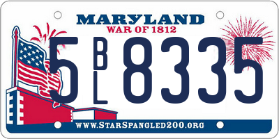 MD license plate 5BL8335