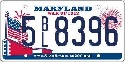 MD license plate 5BL8396