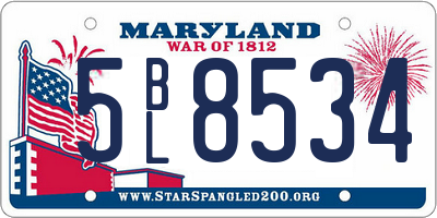 MD license plate 5BL8534