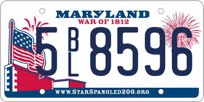 MD license plate 5BL8596