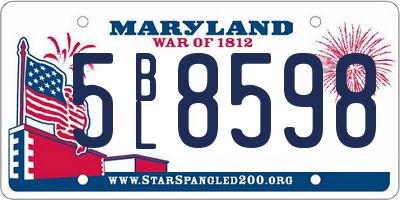 MD license plate 5BL8598