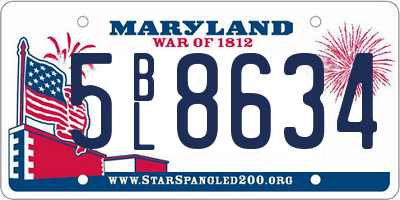 MD license plate 5BL8634