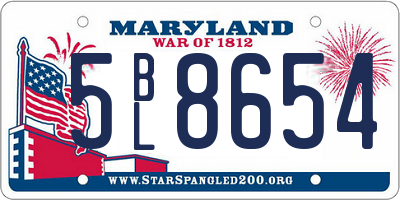 MD license plate 5BL8654