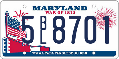 MD license plate 5BL8701