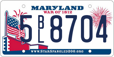 MD license plate 5BL8704