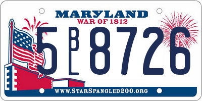 MD license plate 5BL8726