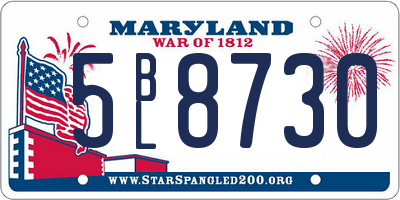 MD license plate 5BL8730