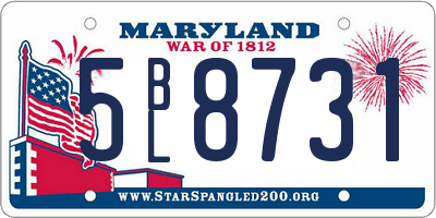 MD license plate 5BL8731